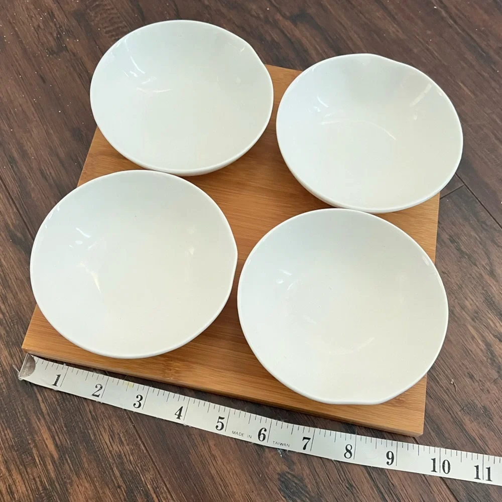 Red Vanilla butterfly set 4 condiment bowls and bamboo tray